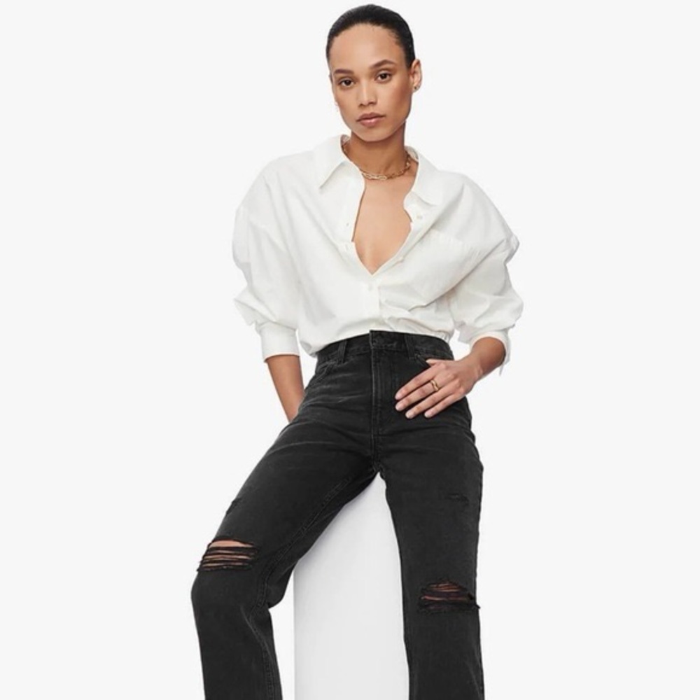 ANINE BING Etta Jeans in Deconstructed Black Size 26